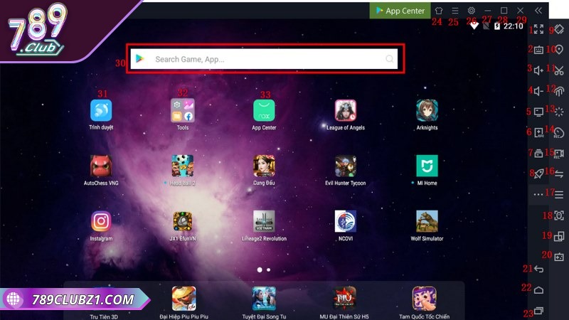 NoxPlayer dễ dàng tìm kiếm và chơi game 789CLUB nhanh chóng